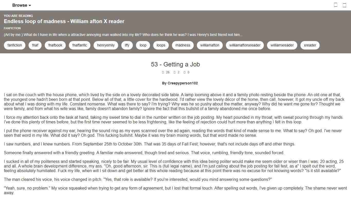 Endless loop of madness - William afton X reader - 53 - Getting a Job - Wattpad